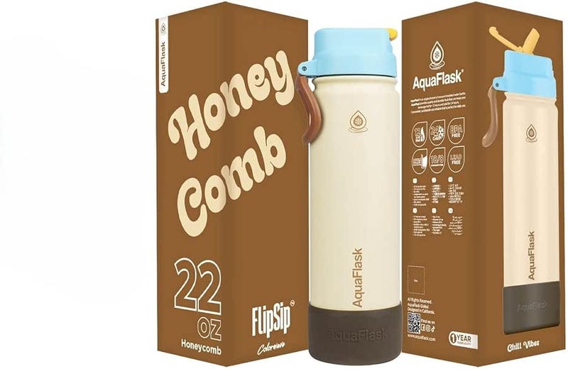 AquaFlask Colorwave Flip Sip 22Oz Honey Comb Af-W196