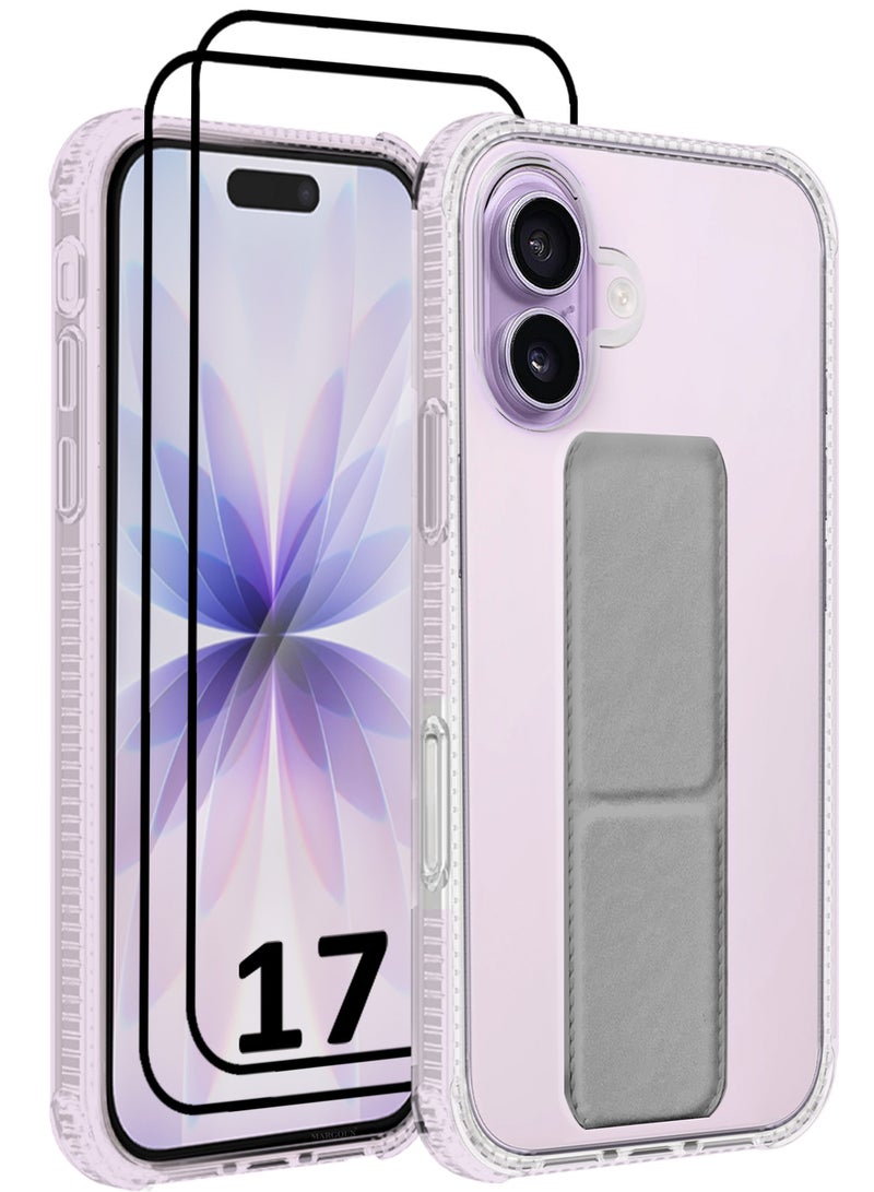 CATANES 3 Packs Finger Grip Clear Case Cover for iPhone 17 Kickstand Car Magnetic Holder Multi-function Protective Two-in-one Case with Two 3D Screen Protectors - Grey - Image 1