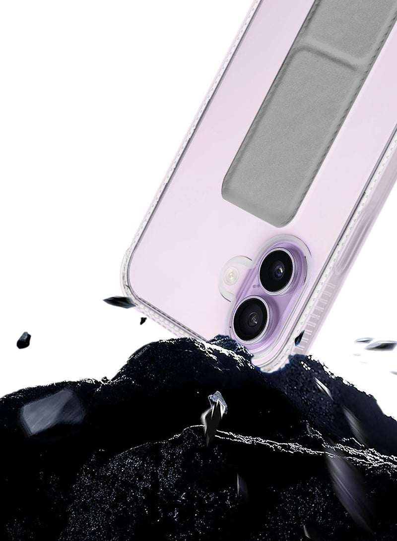 CATANES 3 Packs Finger Grip Clear Case Cover for iPhone 17 Kickstand Car Magnetic Holder Multi-function Protective Two-in-one Case with Two 3D Screen Protectors - Grey - Image 2