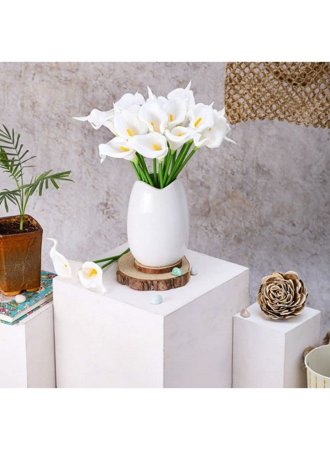 Satyam Kraft 5 Pcs Artificial Tulip Lily Flower Sticks For Rakshabandhan Gifting, Home, Bedroom, Garden, Balcony, Living Room Decoration (Without Vase Pot) (Pack Of 5) (White) (Foam)  - Image 5