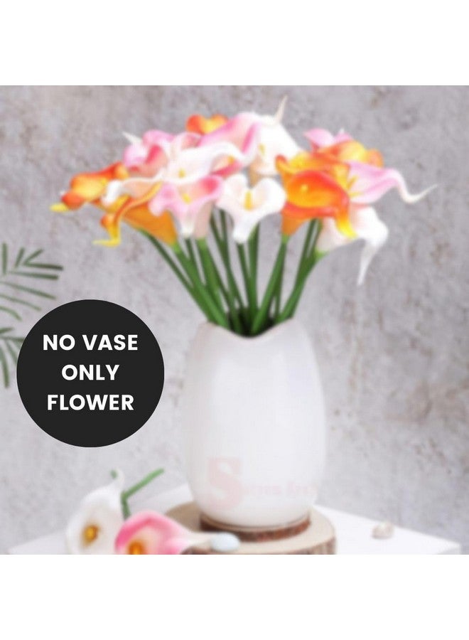 Satyam Kraft 5 Pcs Artificial Tulip Lily Flower Sticks For Rakshabandhan Gifting, Home, Bedroom, Garden, Balcony, Living Room Decoration (Without Vase Pot) (Pack Of 5) (White) (Foam)  - Image 4
