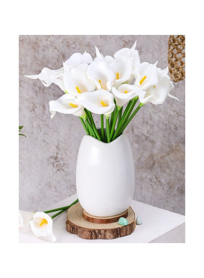 Satyam Kraft 5 Pcs Artificial Tulip Lily Flower Sticks For Rakshabandhan Gifting, Home, Bedroom, Garden, Balcony, Living Room Decoration (Without Vase Pot) (Pack Of 5) (White) (Foam)  - Image 1