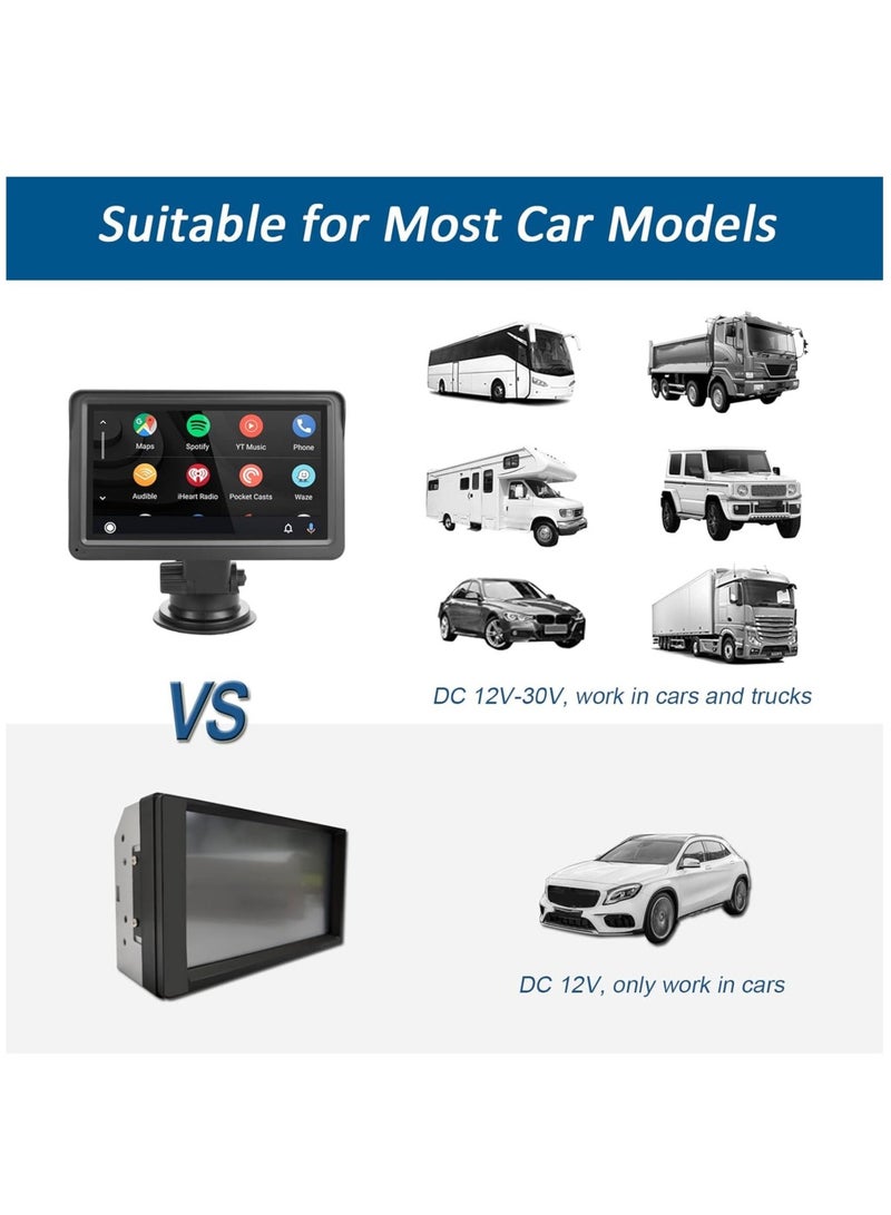 SWM Portable Car Audio with Wireless Apple Carplay and Android Auto Touch Screen Bluetooth Car Player - Image 2