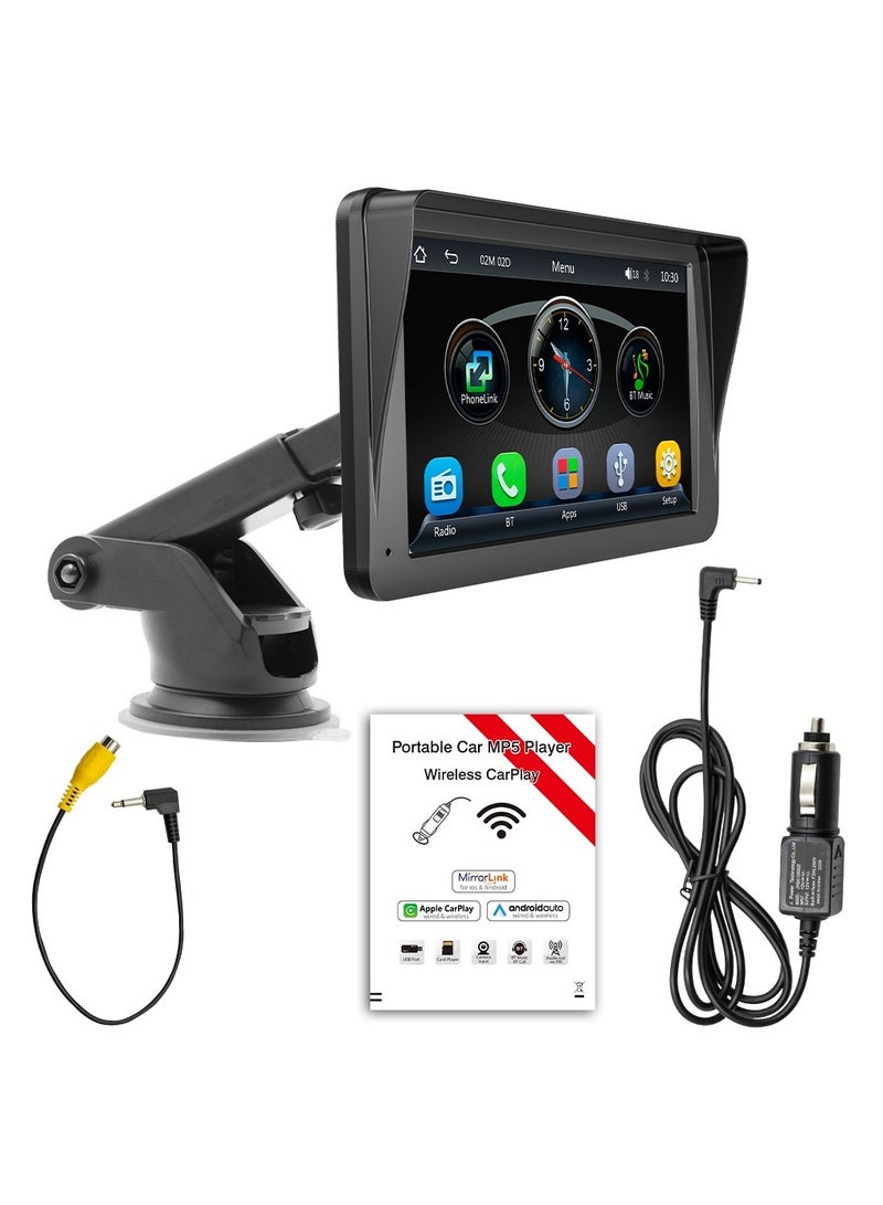 SWM Portable Car Audio with Wireless Apple Carplay and Android Auto Touch Screen Bluetooth Car Player - Image 1