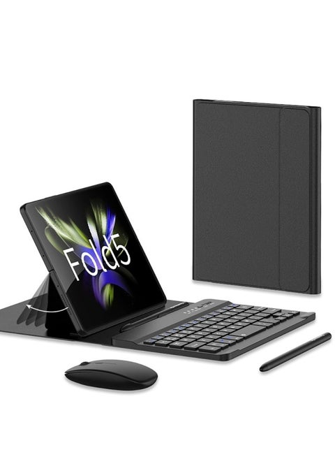 For Samsung Galaxy Z Fold 5 Keyboard and Mouse, Portable Wireless Bluetooth Compatible Leather Folding Stand Keyboard Case with Capacitive Pen, for Galaxy Z Fold 5 Google Pixel Fold
