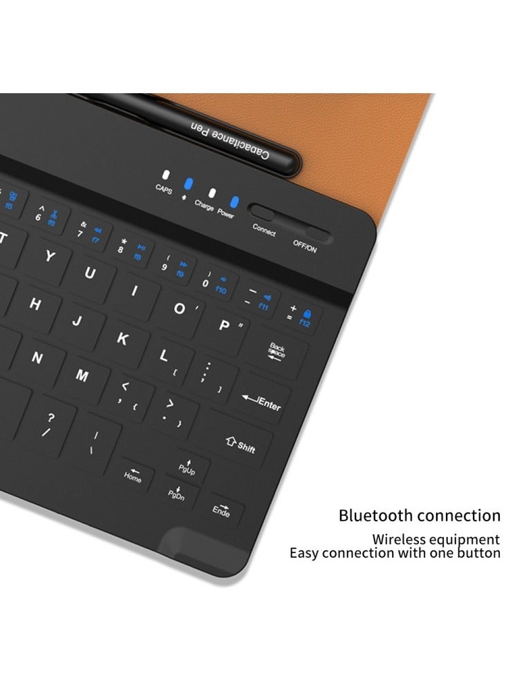 For Samsung Galaxy Z Fold 5 Keyboard and Mouse, Portable Wireless Bluetooth Compatible Leather Folding Stand Keyboard Case with Capacitive Pen, for Galaxy Z Fold 5 Google Pixel Fold