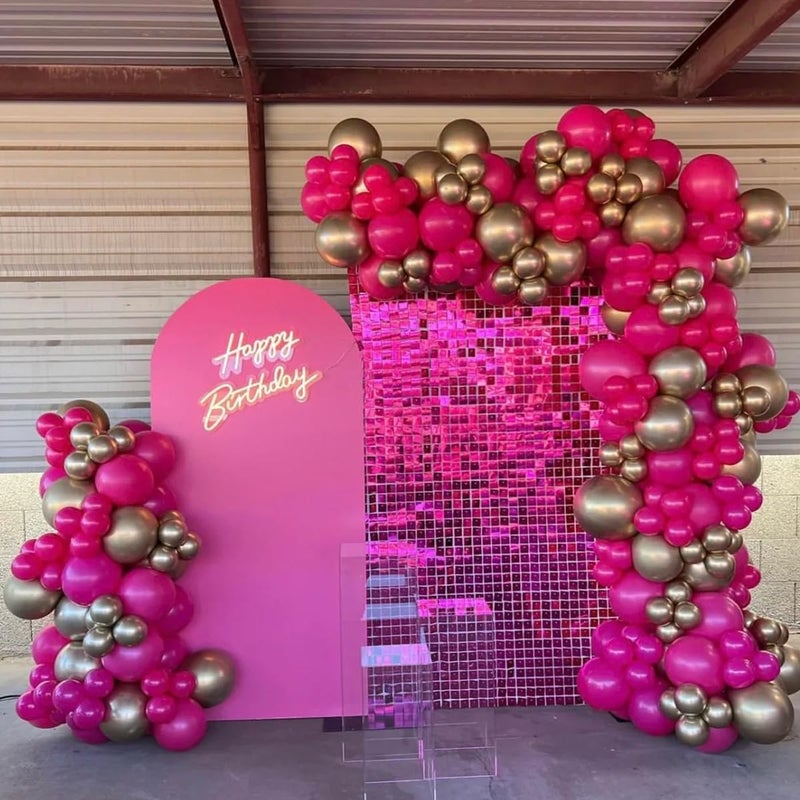 MEBAY Hot Pink Black Rose Gold Balloon Arch Garland Kit, 146 Pcs Rose Red Tender Pink Black Confetti Rose Gold Balloons for Graduation Birthday Party Baby Shower Wedding Decorations - Image 5
