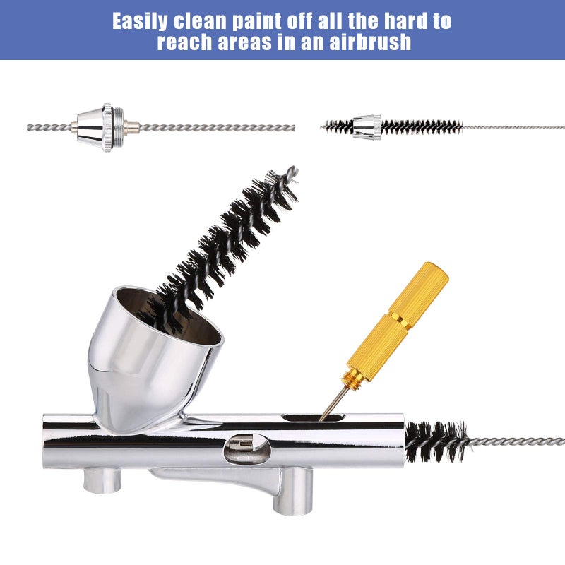 AGPtek AGPTEK Airbrush Cleaning Kit, Glass Airbrush Cleaning Pot with Cleaning Needle, Airbrush Filters, Scraper Needle, Cleaning Needle and Tube Brushes  - Image 4
