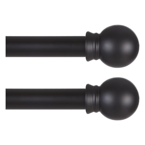 Thestoa 5/8" Diameter Splicing Curtain Rods 2 pack for Windows 30 or 46 inch, Black Curtain Rods for Bedroom, Living Room, Farmhouse, Outdoor etc. - Image 1