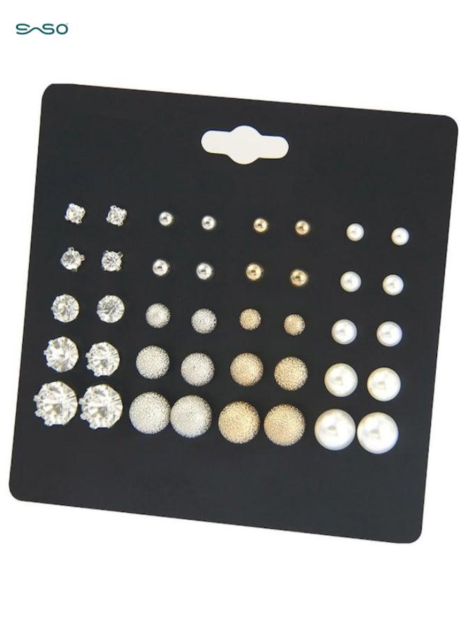 SparkSprout 20 Pairs Alloy Rhinestone Stud Earrings Set – Hypoallergenic, Lightweight & Fashionable for Women - Image 4