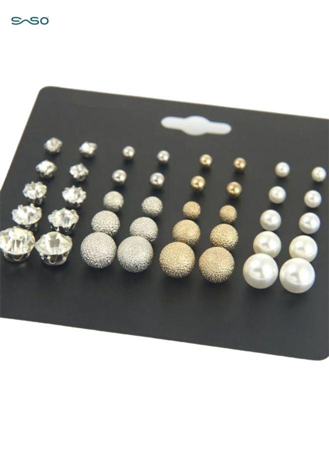 SparkSprout 20 Pairs Alloy Rhinestone Stud Earrings Set – Hypoallergenic, Lightweight & Fashionable for Women - Image 3