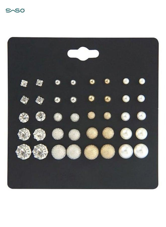 SparkSprout 20 Pairs Alloy Rhinestone Stud Earrings Set – Hypoallergenic, Lightweight & Fashionable for Women - Image 1