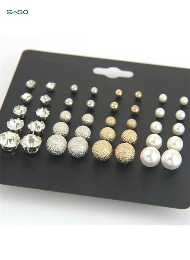 SparkSprout 20 Pairs Alloy Rhinestone Stud Earrings Set – Hypoallergenic, Lightweight & Fashionable for Women - Image 5