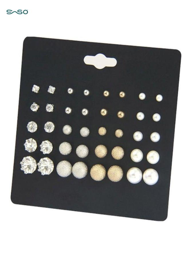 SparkSprout 20 Pairs Alloy Rhinestone Stud Earrings Set – Hypoallergenic, Lightweight & Fashionable for Women - Image 2