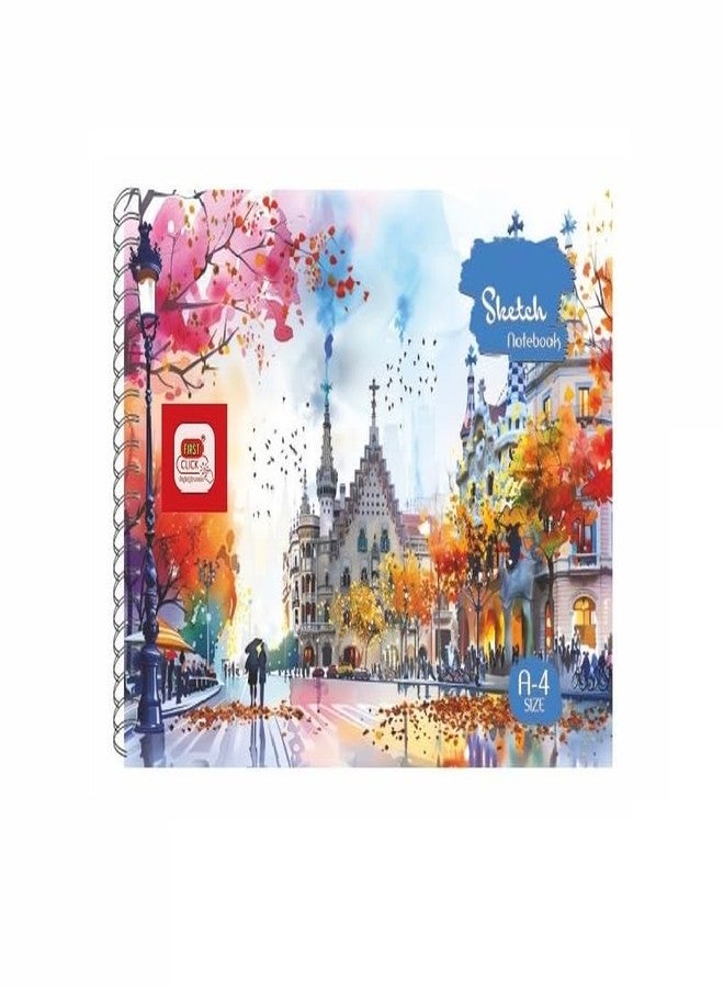 FIRST CLICK Sketch Book, A4 Sketchbook 140 GSM, 50 Sheets with 50 Butter Paper, (100 page) Spiral Bound Drawing Notebook Perfect for Sketching, Coloring and Painting Spiral Bound ( The cover design coming as per stock available) Snow white Paper - Image 2