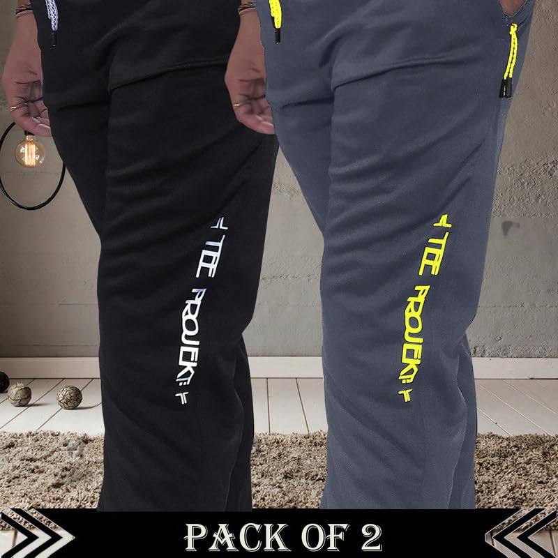 Tee Projekt Lycra Combo Soild & Zippered Pockets Style Regular Fit Track Pant for Men Jogger, Gym Wear, Yoga - Image 4