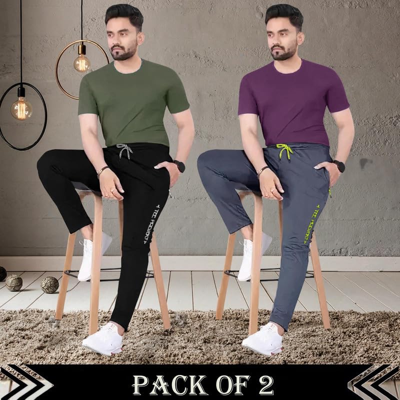 Tee Projekt Lycra Combo Soild & Zippered Pockets Style Regular Fit Track Pant for Men Jogger, Gym Wear, Yoga - Image 3