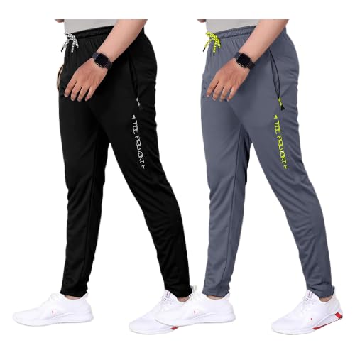 Tee Projekt Lycra Combo Soild & Zippered Pockets Style Regular Fit Track Pant for Men Jogger, Gym Wear, Yoga - Image 1