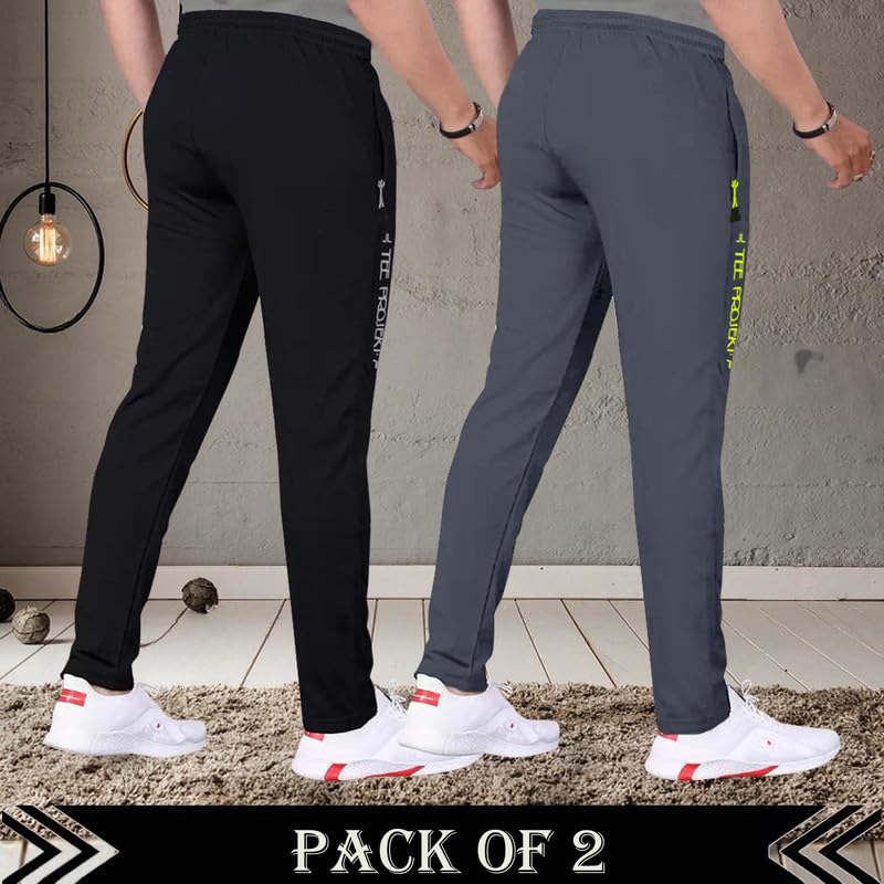 Tee Projekt Lycra Combo Soild & Zippered Pockets Style Regular Fit Track Pant for Men Jogger, Gym Wear, Yoga - Image 2