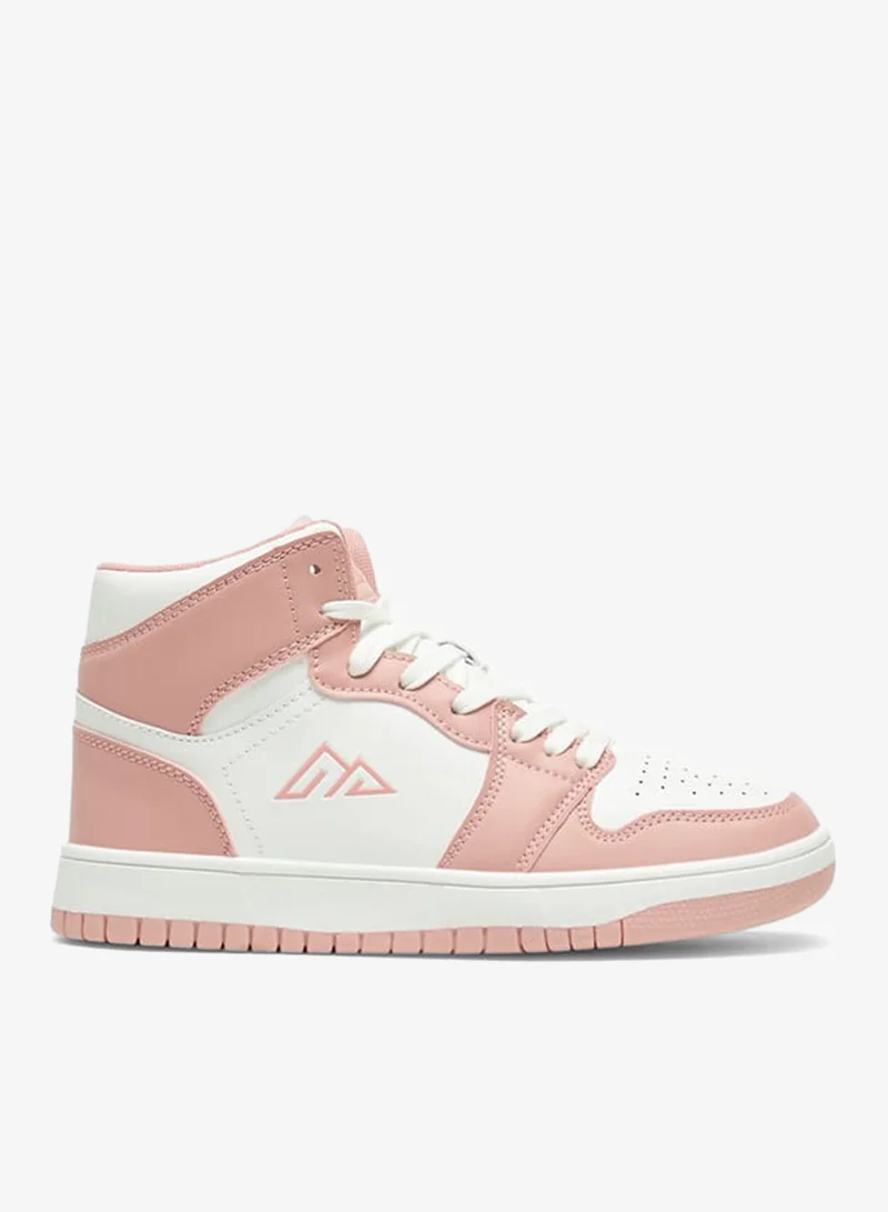 Womens Colourblock High Top Sneakers With Lace-Up Closure
