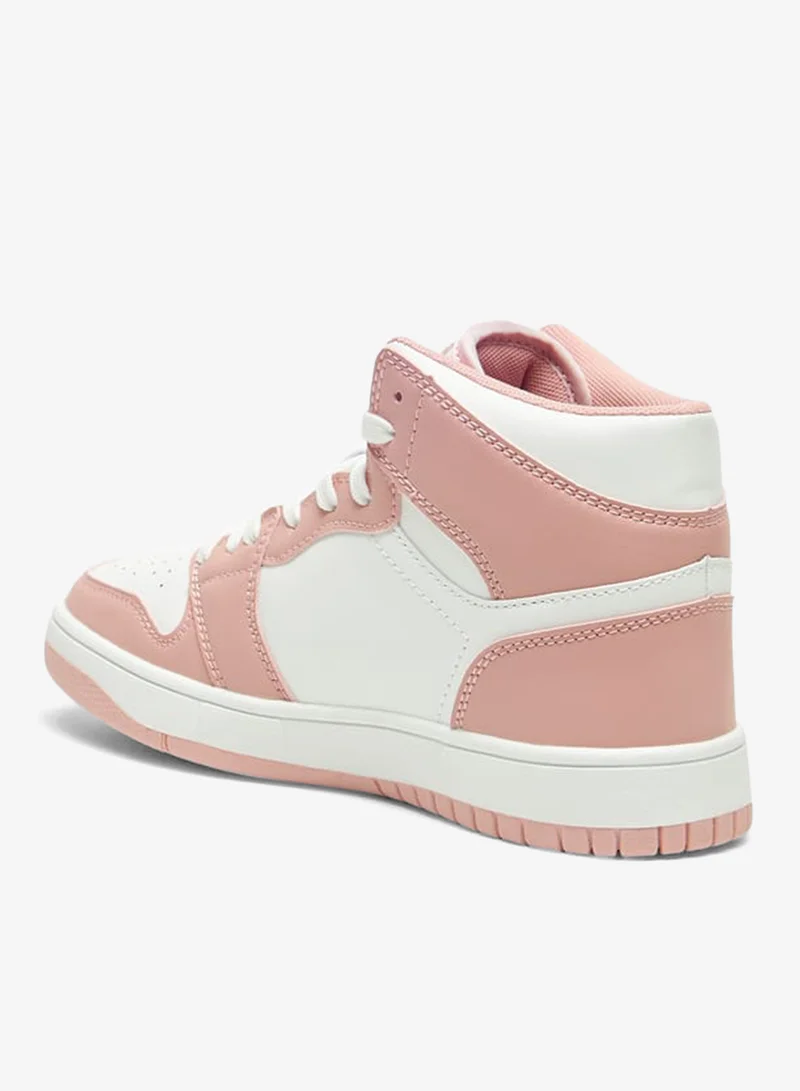 Oaklan by Shoexpress PINK Colourblock High Top Sneakers With Lace-Up Closure for Women | Best Price UAE