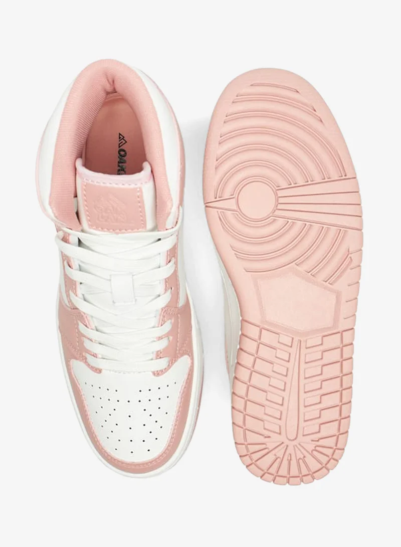 Oaklan by Shoexpress PINK Colourblock High Top Sneakers With Lace-Up Closure for Women | Best Price UAE