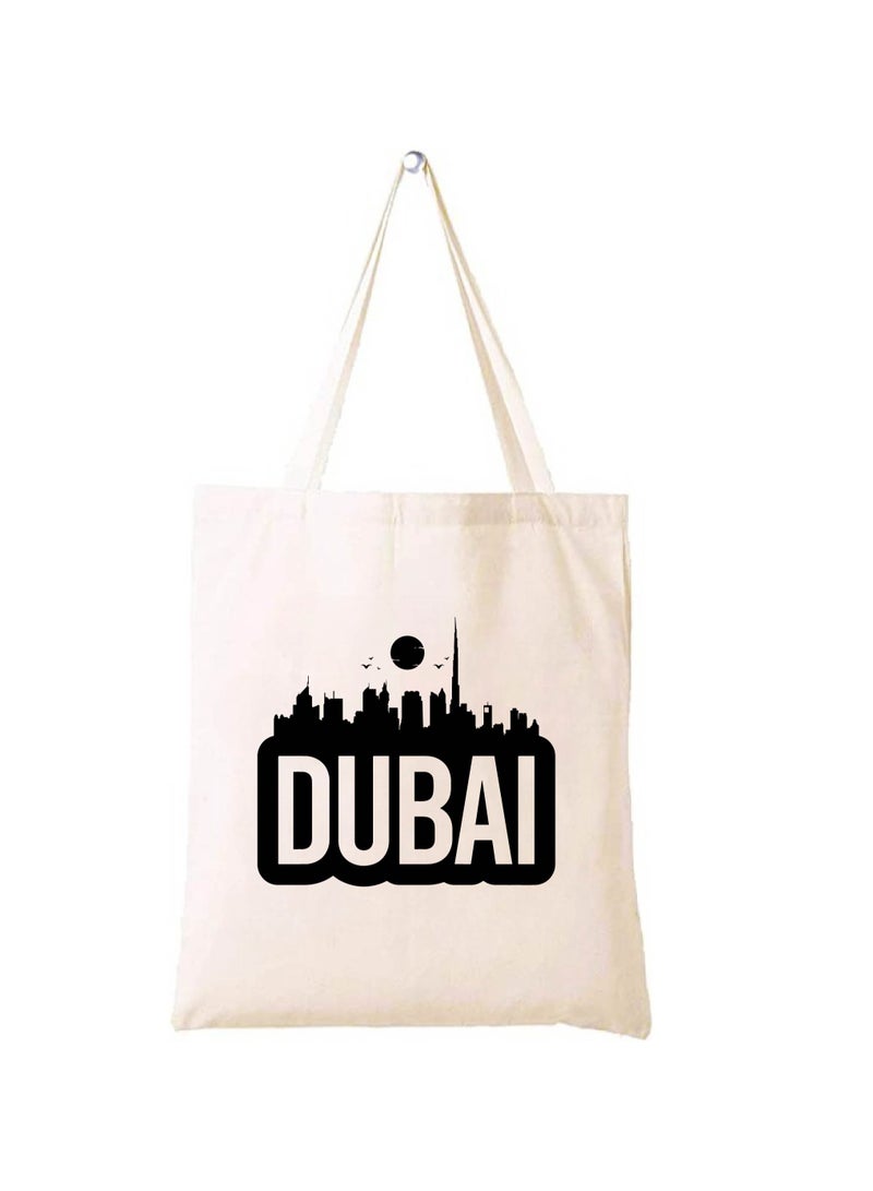 Cotton Tote Bag with Dubai Skyline Design - Eco-Friendly Souvenir and Travel Accessory - Great Gift and Travel Companion - Perfect for Shopping and Everyday Use - Image 1