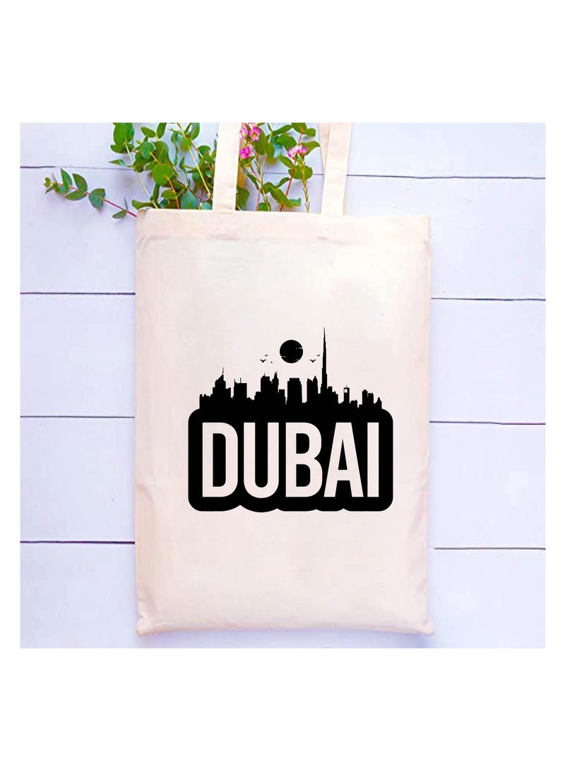 Cotton Tote Bag with Dubai Skyline Design - Eco-Friendly Souvenir and Travel Accessory - Great Gift and Travel Companion - Perfect for Shopping and Everyday Use - Image 2