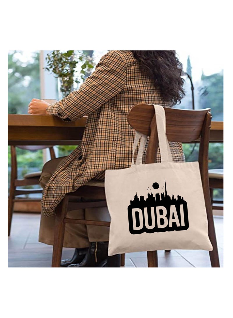 Cotton Tote Bag with Dubai Skyline Design - Eco-Friendly Souvenir and Travel Accessory - Great Gift and Travel Companion - Perfect for Shopping and Everyday Use - Image 3