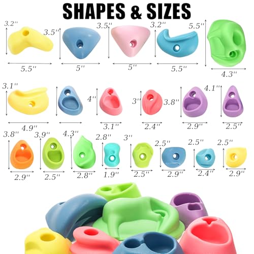 ZENFUN 32 Packs Rock Climbing Holds Multi Size and Color Indoor Outdoor Rock Wall Climbing Kit Rock Wall Holds MultiColored Climbing Rock Wall Grips with Mounting Hardware - Image 5