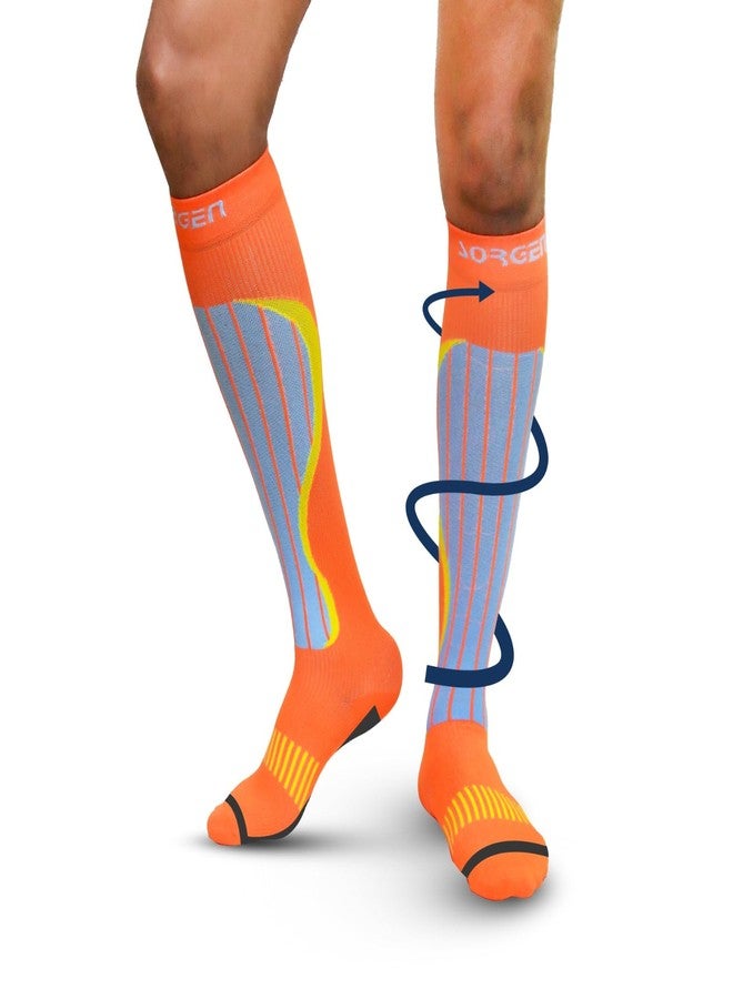 Sorgen Sports Compression Socks | 20-30 mm Hg | Running, Cycling, Marathon, Athletics & Indoor Training | Reduce Leg Cramps | Improve Performance & Support Recovery | Comfortable & Durable (Neon Orange, S/M) - Image 1