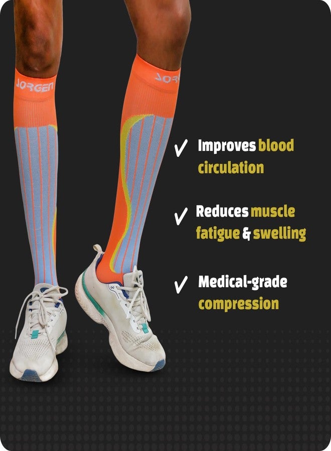 Sorgen Sports Compression Socks | 20-30 mm Hg | Running, Cycling, Marathon, Athletics & Indoor Training | Reduce Leg Cramps | Improve Performance & Support Recovery | Comfortable & Durable (Neon Orange, S/M) - Image 4