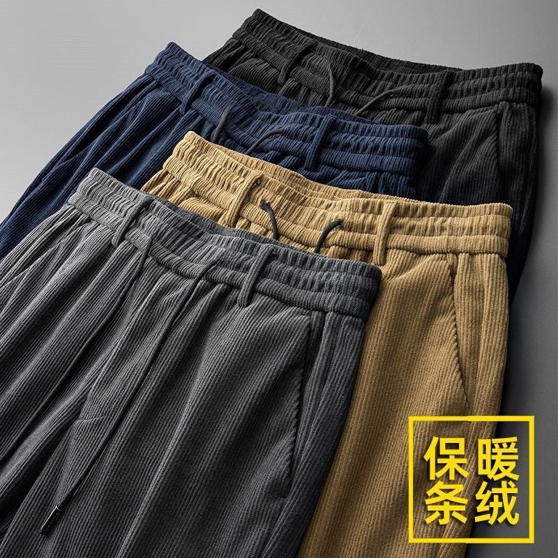 Corduroy Casual Pants For Men, Korean Style, Trendy, Loose, Elastic Waist, Cold-Proof, Wear-Resistant, Durable Corduroy Straight Pants - Image 5