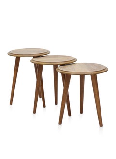 Multi Home Furniture : Modern 3-Piece Nesting Table Set – Space-Saving & Elegant Design  MH-NT-113-Brown  - Image 2