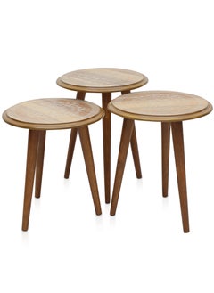 Multi Home Furniture : Modern 3-Piece Nesting Table Set – Space-Saving & Elegant Design  MH-NT-113-Brown  - Image 1