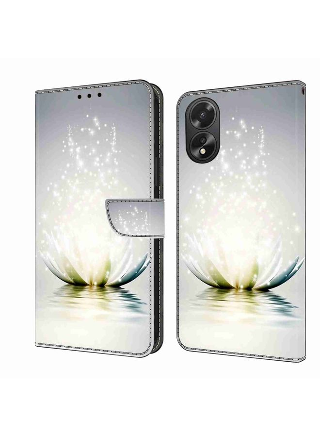 HuHa Case Cover For OPPO A38 4G Crystal 3D Shockproof Protective Leather Phone Case Light Lotus 