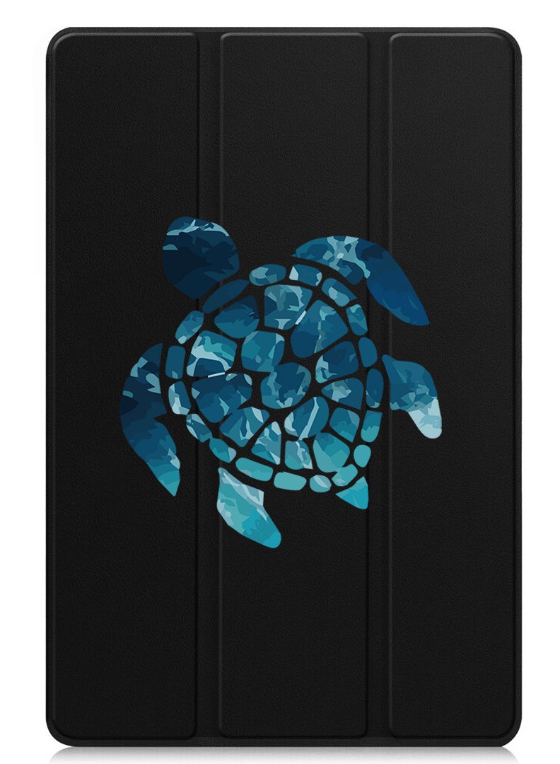Theodor Protective Flip Case For Apple iPad mini 7th Generation (A17 Pro 2024 / Mini 6 2021 6th Generation) With Trifold Stand Auto Wake Sleep Shockproof Cover Blue Turtle - Image 1