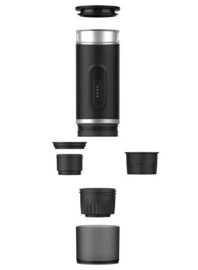Happy Home 2 IN 1 Portable Espresso Maker, Self-Heating, Compatible with Capsules and Coffee Powder, 15 Bar Pump, Ideal for Outdoors, Travel, Office and Home Use - Silver/Black  - Image 2