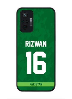Rugged Black Edge Case for Redmi Note 10 Pro 4G, Slim fit Soft Case Flexible thin Cover - Player Name - Mohammad Rizwan, Jersey Number- 16