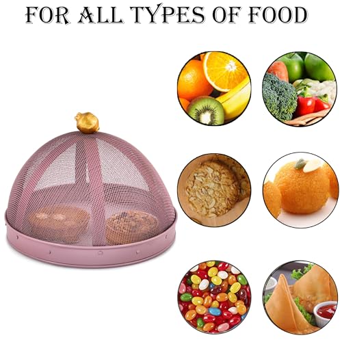 Elan Pomegranate Cake Cover, Food Covers Steel Mesh Net Kitchen Umbrella Practical Home Using Anti Fly Mosquito Food Cover (10 Inch-Mauve) - Image 3