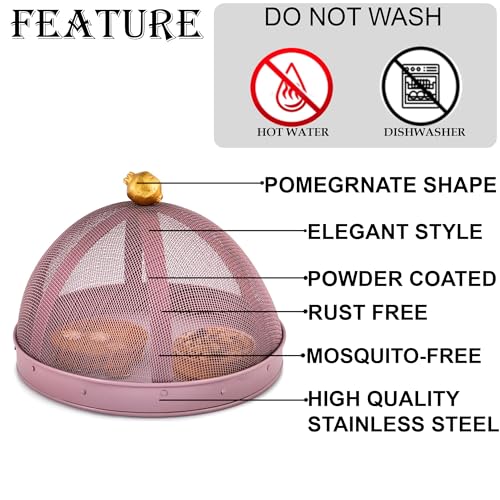 Elan Pomegranate Cake Cover, Food Covers Steel Mesh Net Kitchen Umbrella Practical Home Using Anti Fly Mosquito Food Cover (10 Inch-Mauve) - Image 4