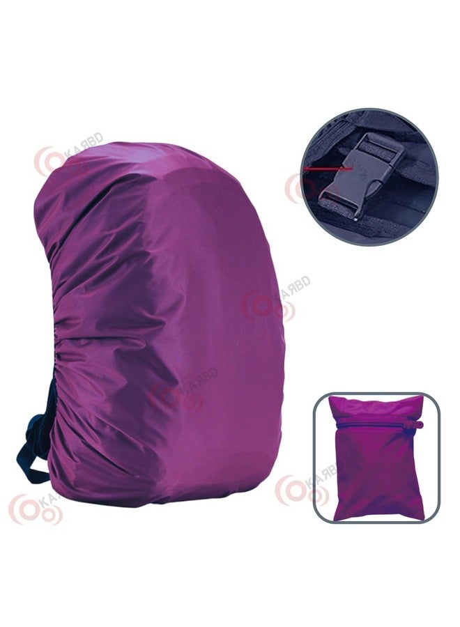 KARBD Rain and Dust Cover with Pouch for 20L-30L-40L Backpacks Luggage School Laptop Bags Hiking Camping Traveling PU Coated Waterproof Nylon Cover with Grip Buckle Elastic Closure (Purple) - Image 2