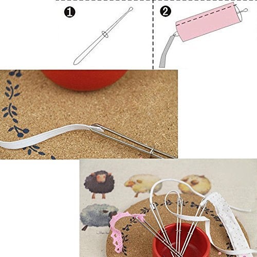 Honbay 5pcs Easy Pull Bodkin Threader Tweezers and 5pcs Pinch Type Bodkin Needles Set for Elastic Threading Wool Yarn - Image 5