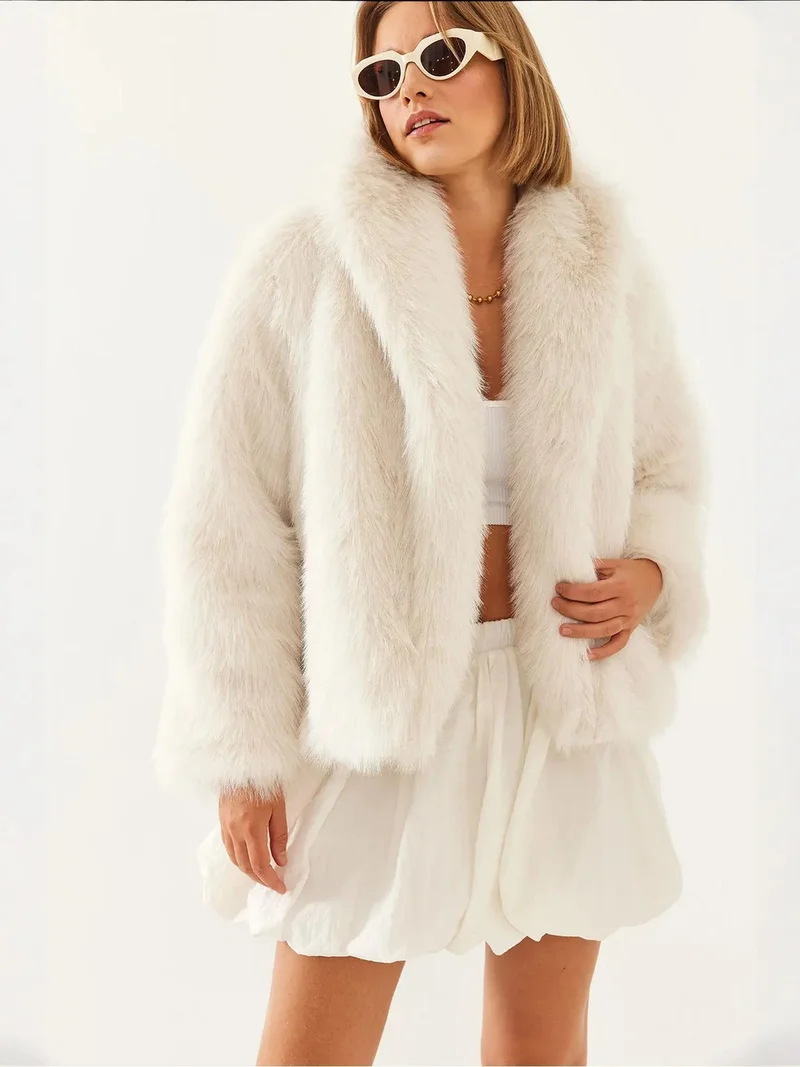 Bianco Lucci LUCCI Faux-Fur Coat