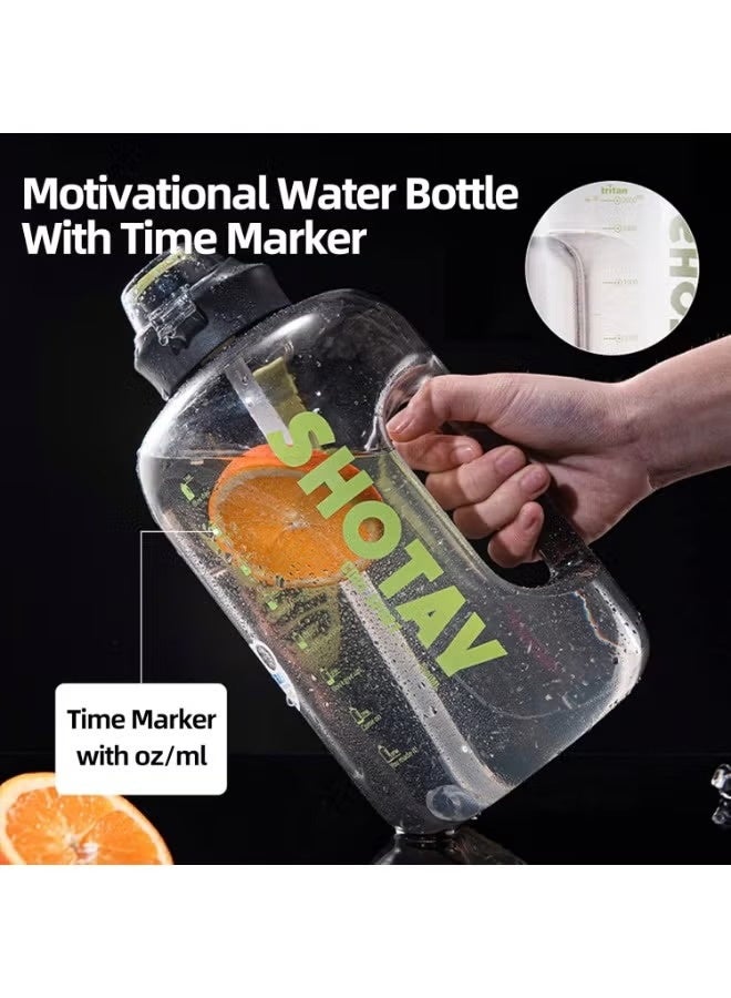 شوتاي زجاجة مياه  بمؤشر وقت وسعة قياس – شفافة بمقبض جانبي - Image 3