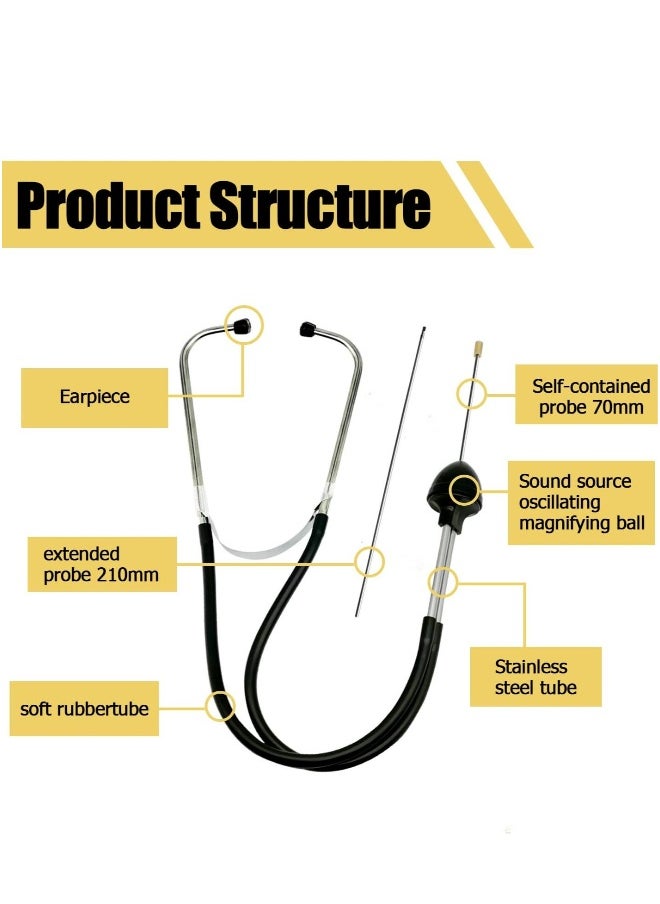 Generic Mechanic Stethoscope, Automobile Cylinder Stethoscope Noise Abnormal Sound Diagnostic Instrument Auto Stainless Steel Mechanic Listening equipment Hearing Tool Repair Set Kit  - Image 2