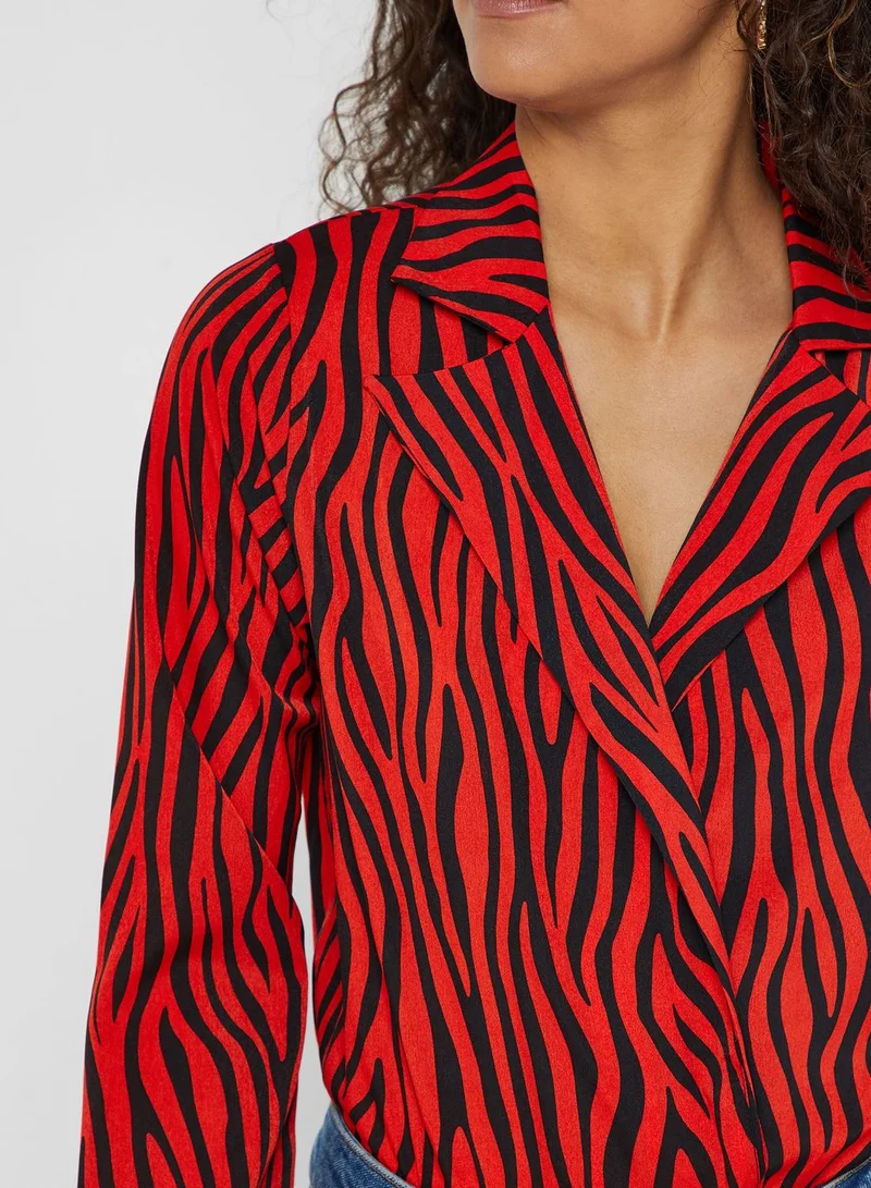 Ginger Zebra Print Wrap Front Body