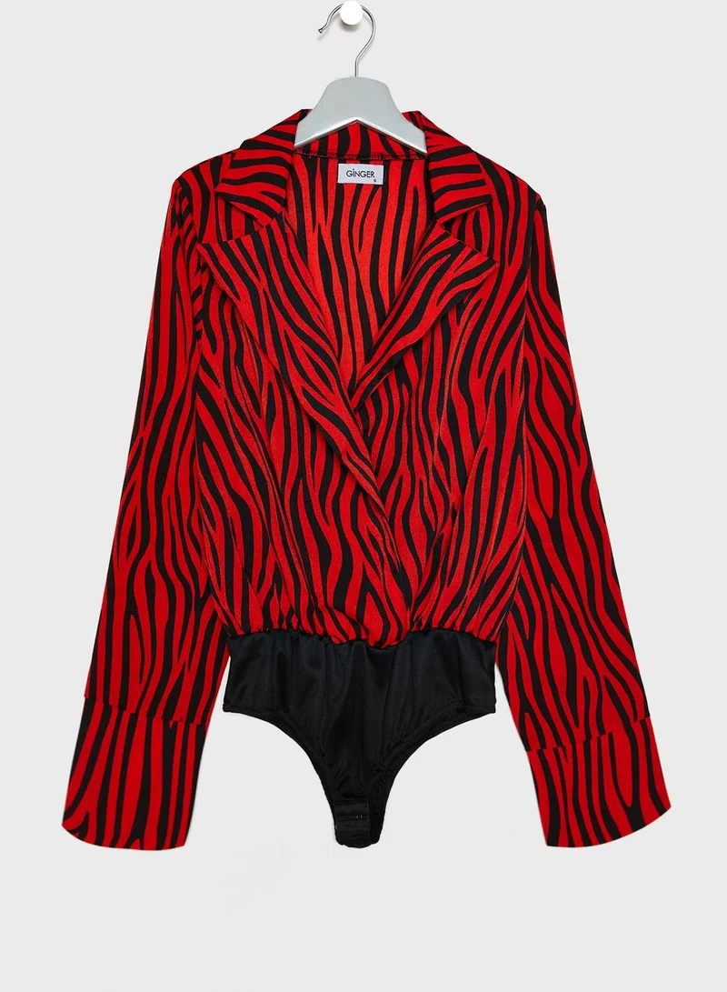 Ginger Zebra Print Wrap Front Body