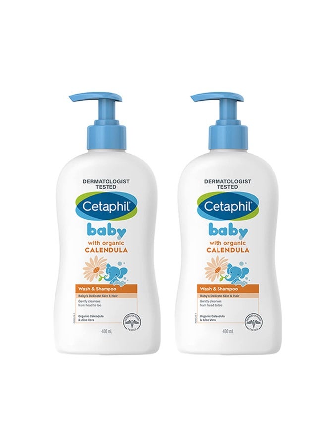 Cetaphil Baby Wash & Shampoo with Organic Calendula 400ML - Pack of 2 - Image 1