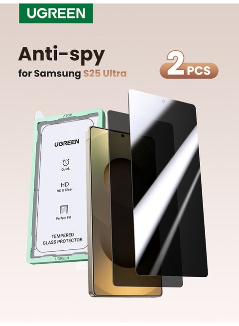 Samsung Galaxy S25 Ultra Privacy Screen Protector  Face ID Supported Easy Installation Anti-Spy And Privacy Protection Anti-Fingerprint And Bubble Free, Case Friendly 9H Tempered Glass - Pack of 2 -